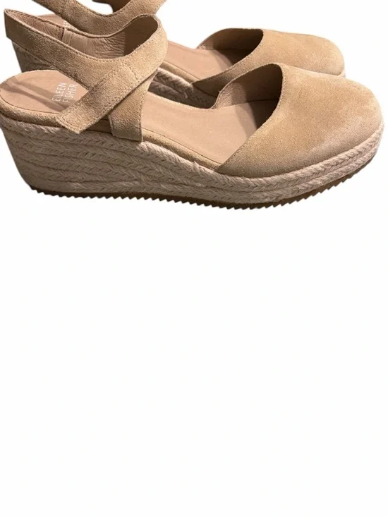 Eileen Fisher Tan Suede Espadrille Slingback Wedge - Picture 6 of 10